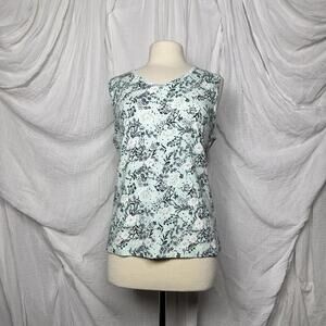 Preppy Boho Cottage Croft & Barrow Floral Sleeveless Top (L)